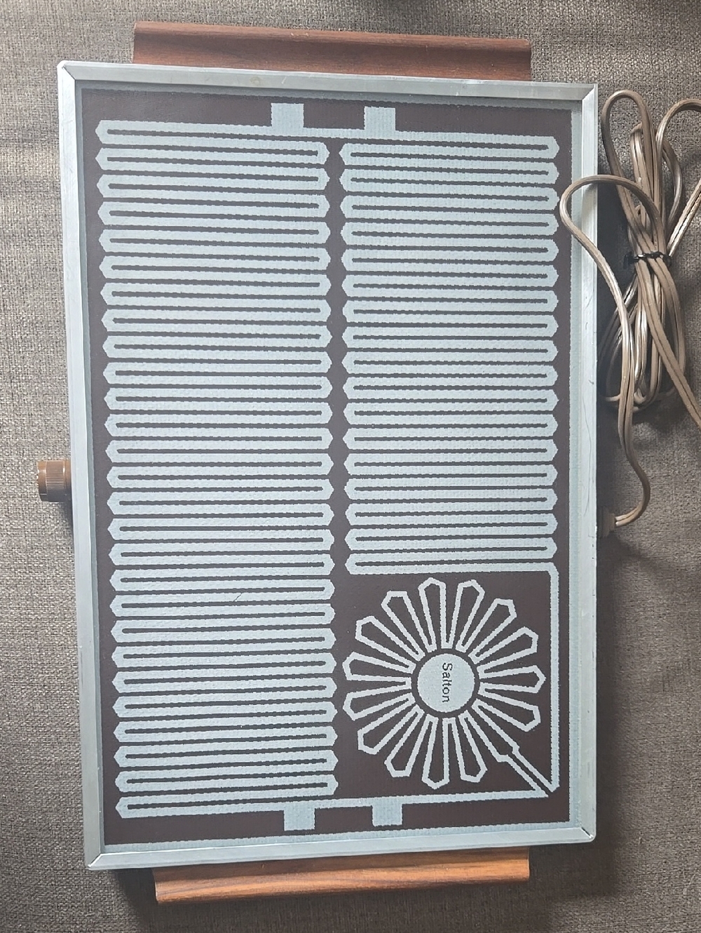 Vintage 1970s SALONI Brown and Silver Electric Heating Panel Accent